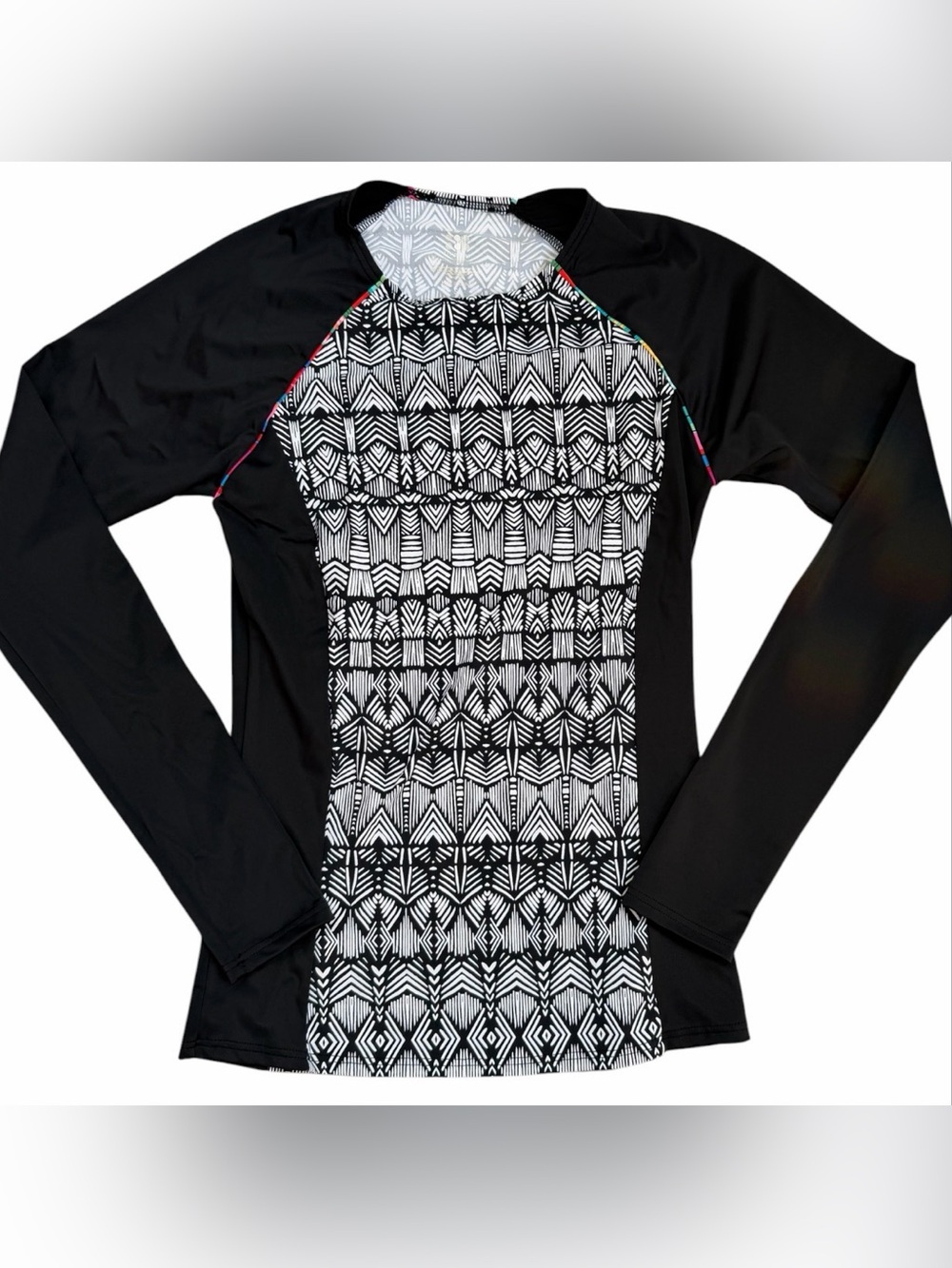 Title Nine Rash Guard with Black & White Geometric